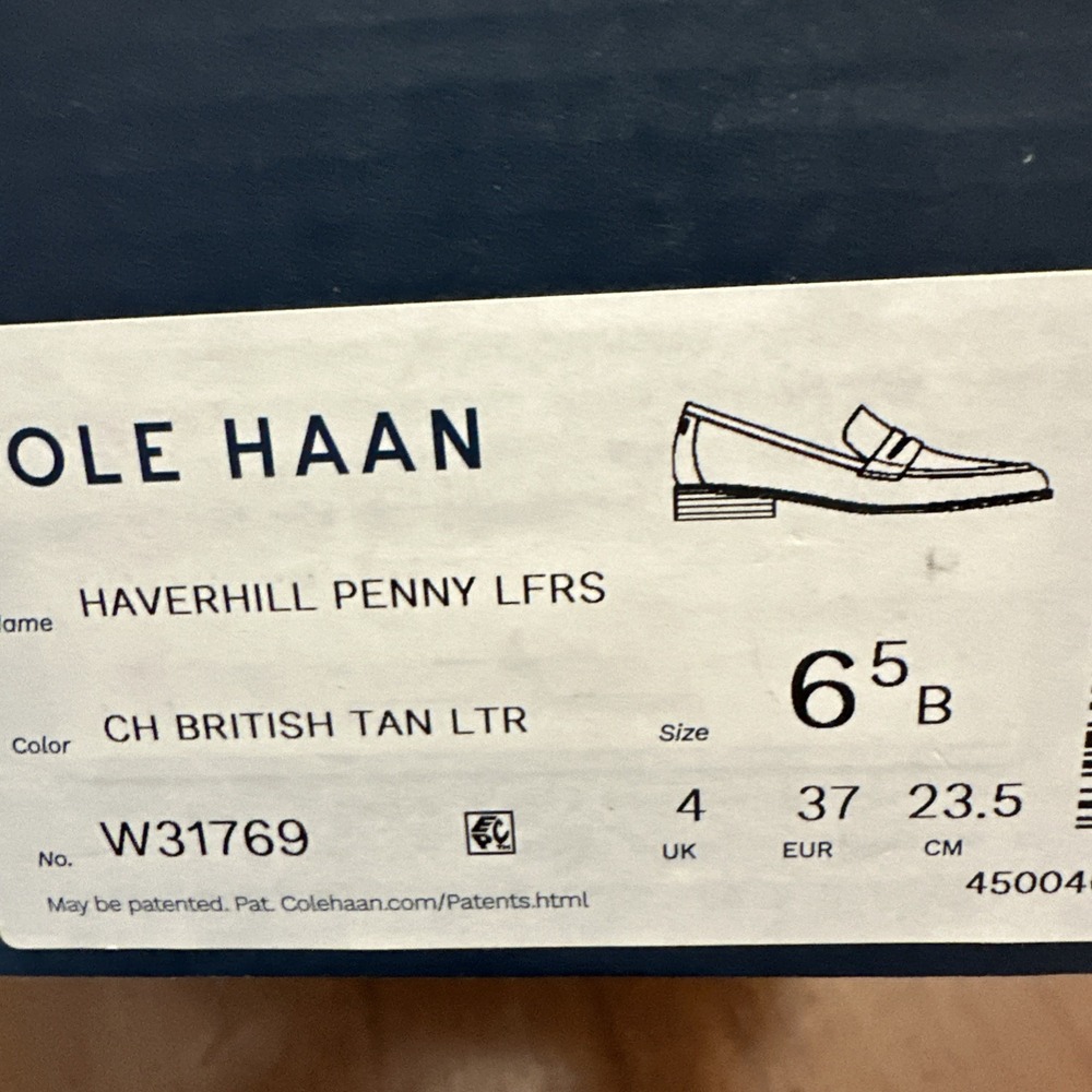 Cole Haan Haverhill Penny Loafers British Tan Leather W31769 Womens size 6.5 B - Picture 6 of 6